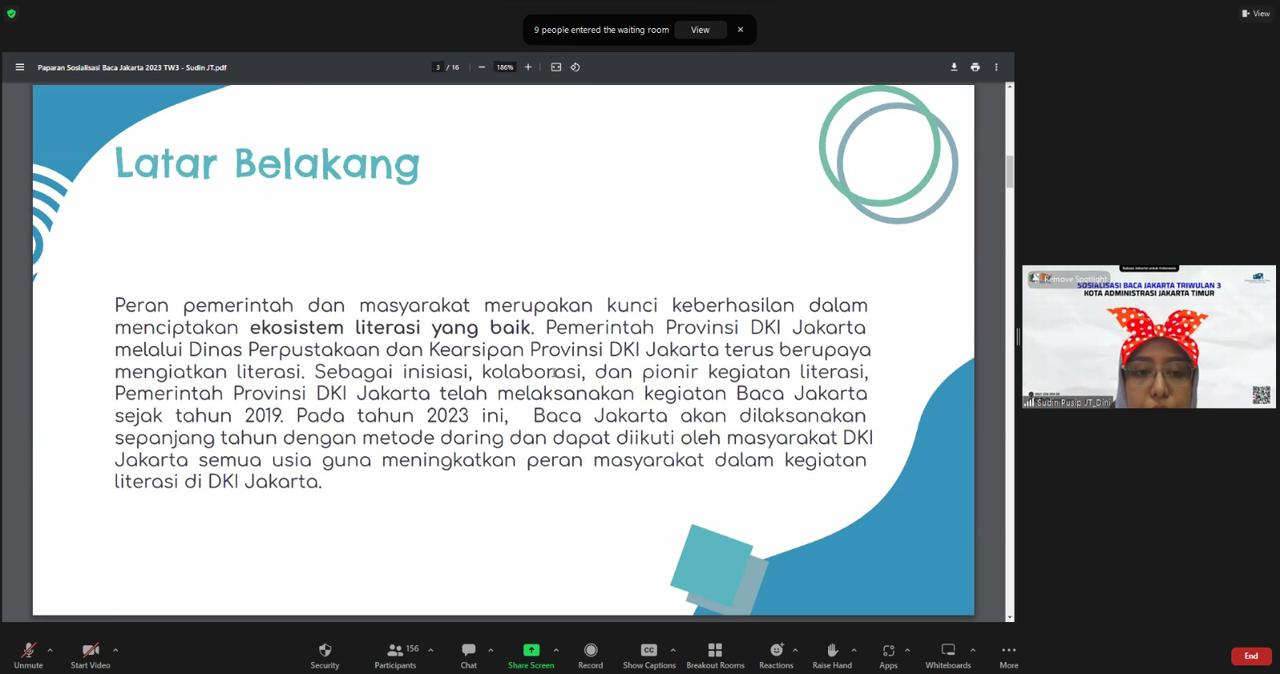 Sosialisasi Baca Jakarta Triwulan 3 Tingkat Kota Administrasi Jakarta Timur